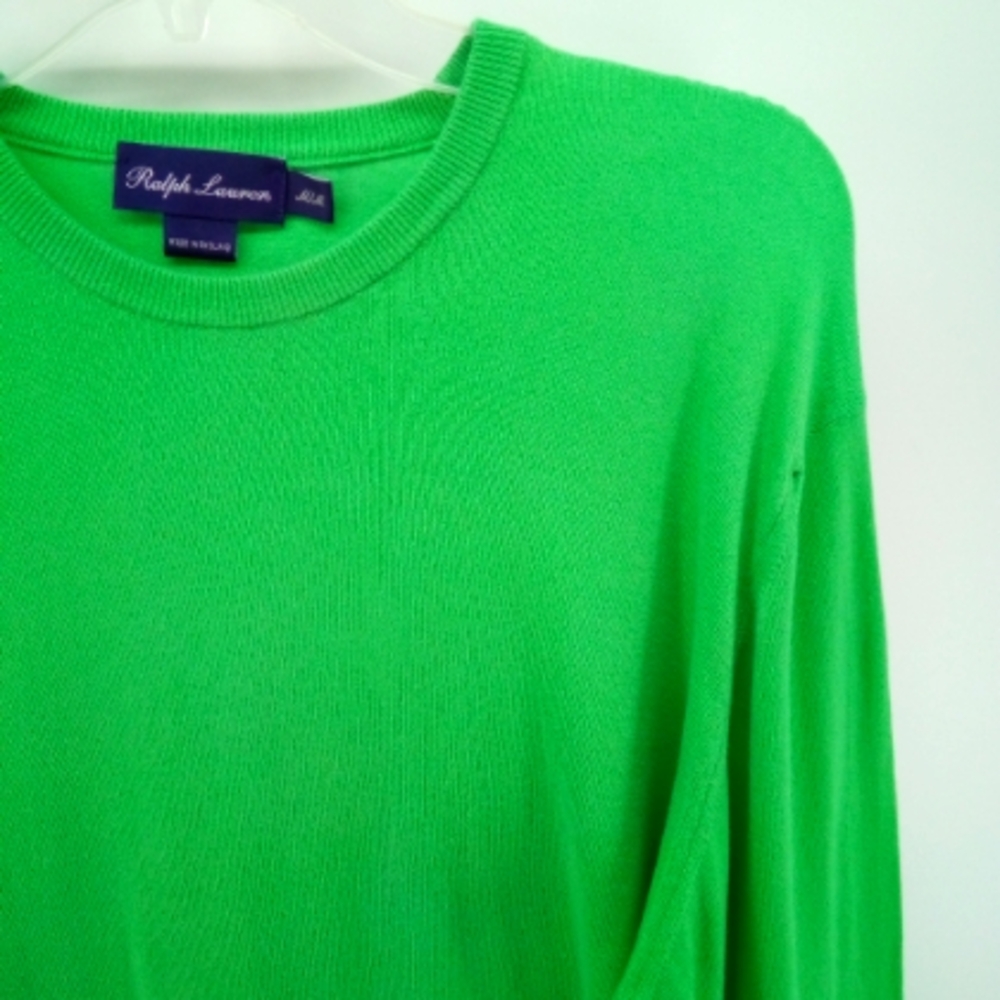 RLPL Ralph Lauren Purple Label Made in England 100% Cotton Green Long Sleeve Tee